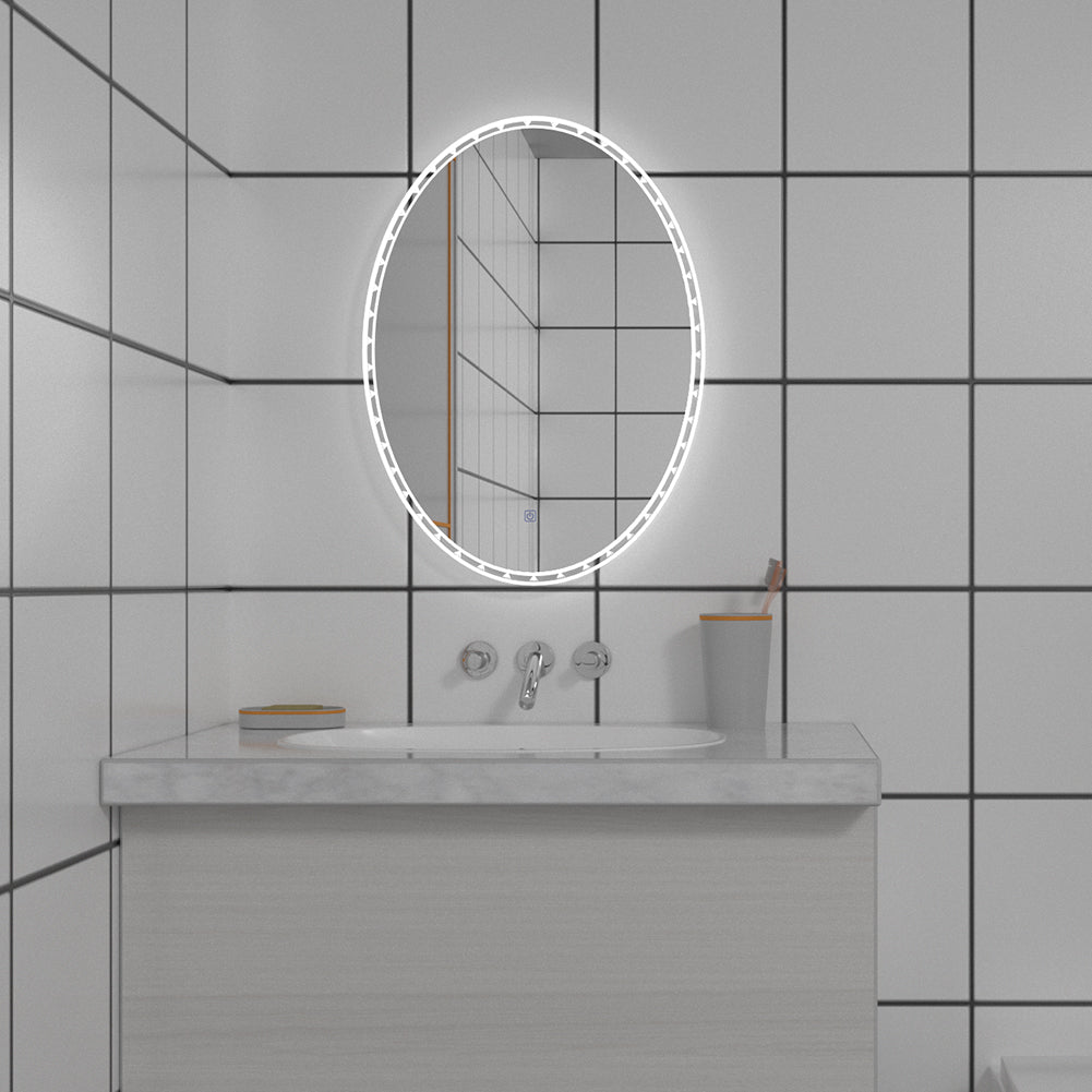 Oval LED Illuminated Bathroom Mirror with 3 Step Dimming LED Touch Control