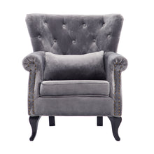 Load image into Gallery viewer, Velvet Chesterfield Rolled Chair With Cushion

