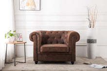 Load image into Gallery viewer, Brown Distressed Leather Chesterfield Chair Armchair

