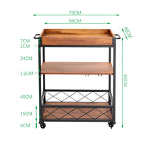 Load image into Gallery viewer, 3 Tier Kitchen Serving Trolley Cart Wood Tray
