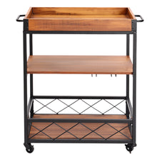 Load image into Gallery viewer, 3 Tier Kitchen Serving Trolley Cart Wood Tray
