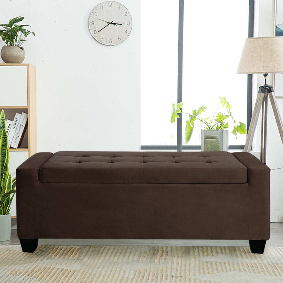 Velvet Upholstered Storage Bench