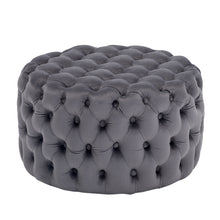 Load image into Gallery viewer, 70CM Round Velvet Buttoned Footstool
