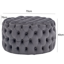 Load image into Gallery viewer, 70CM Round Velvet Buttoned Footstool
