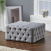 Load image into Gallery viewer, 92CM Square Frosted Velvet Buttoned Footstool
