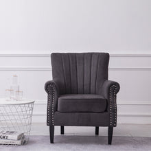 Load image into Gallery viewer, Velvet Tufted Wooden Legs Armchair Grey
