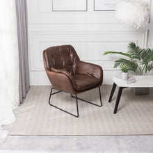 Load image into Gallery viewer, Bronzing Leather Double Layer Padded Chair Armchair

