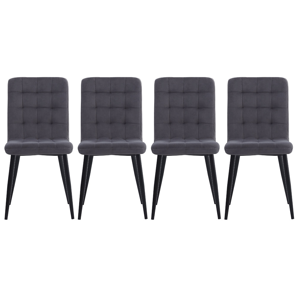 Set of 4 Frosted Velvet High Back Dining Chairs-Smokey Pink and Dark Grey