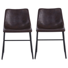 Load image into Gallery viewer, Set of 2 PU Leather Dining Chairs, Dark Brown
