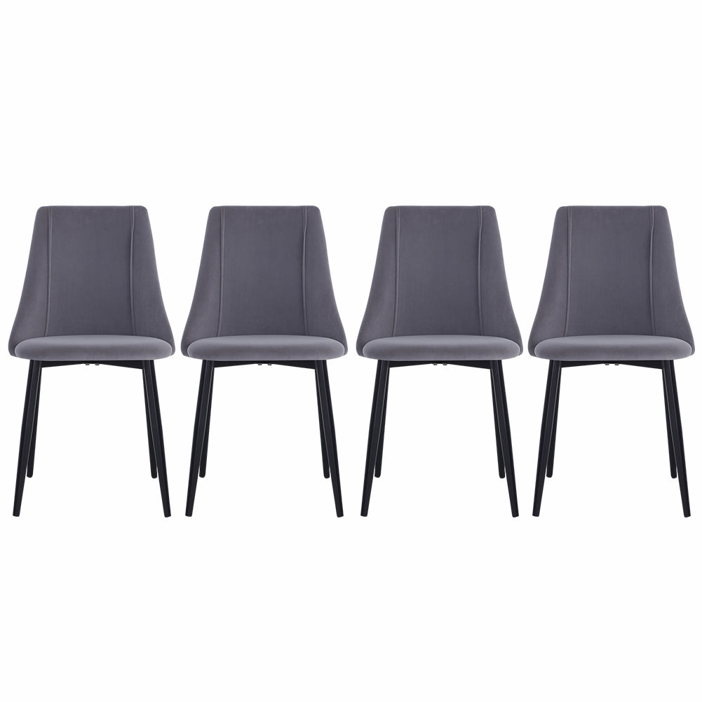 Set of 4 Velvet Dining Chairs- Grey, Pink ，Green