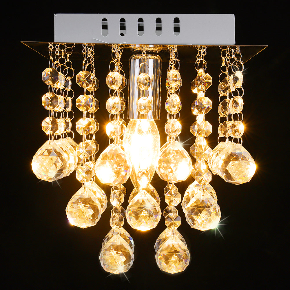 Square Crystal Semi Flush Light