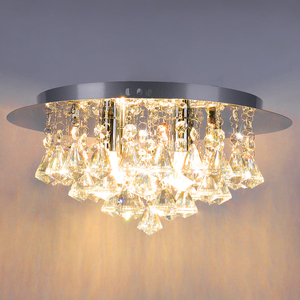 4-Light Crystal Semi Flush Light