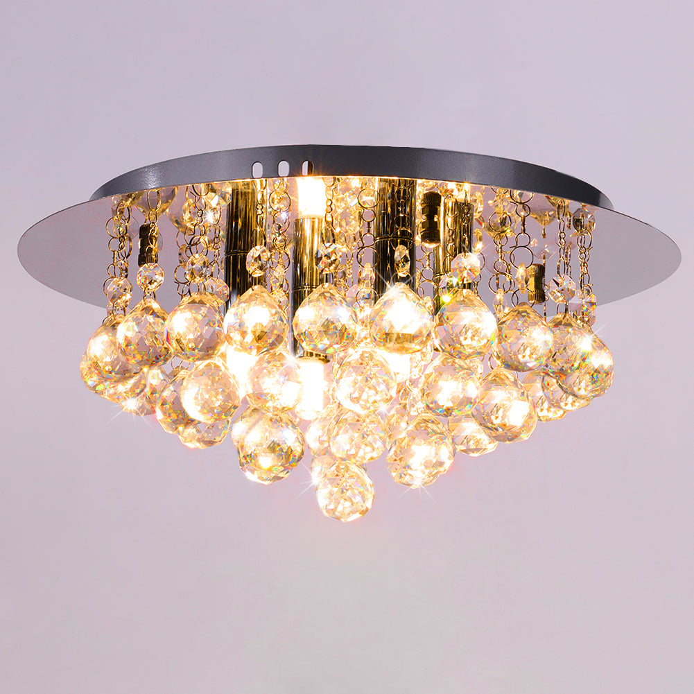 Chrome Crystal Semi Flush Lighting