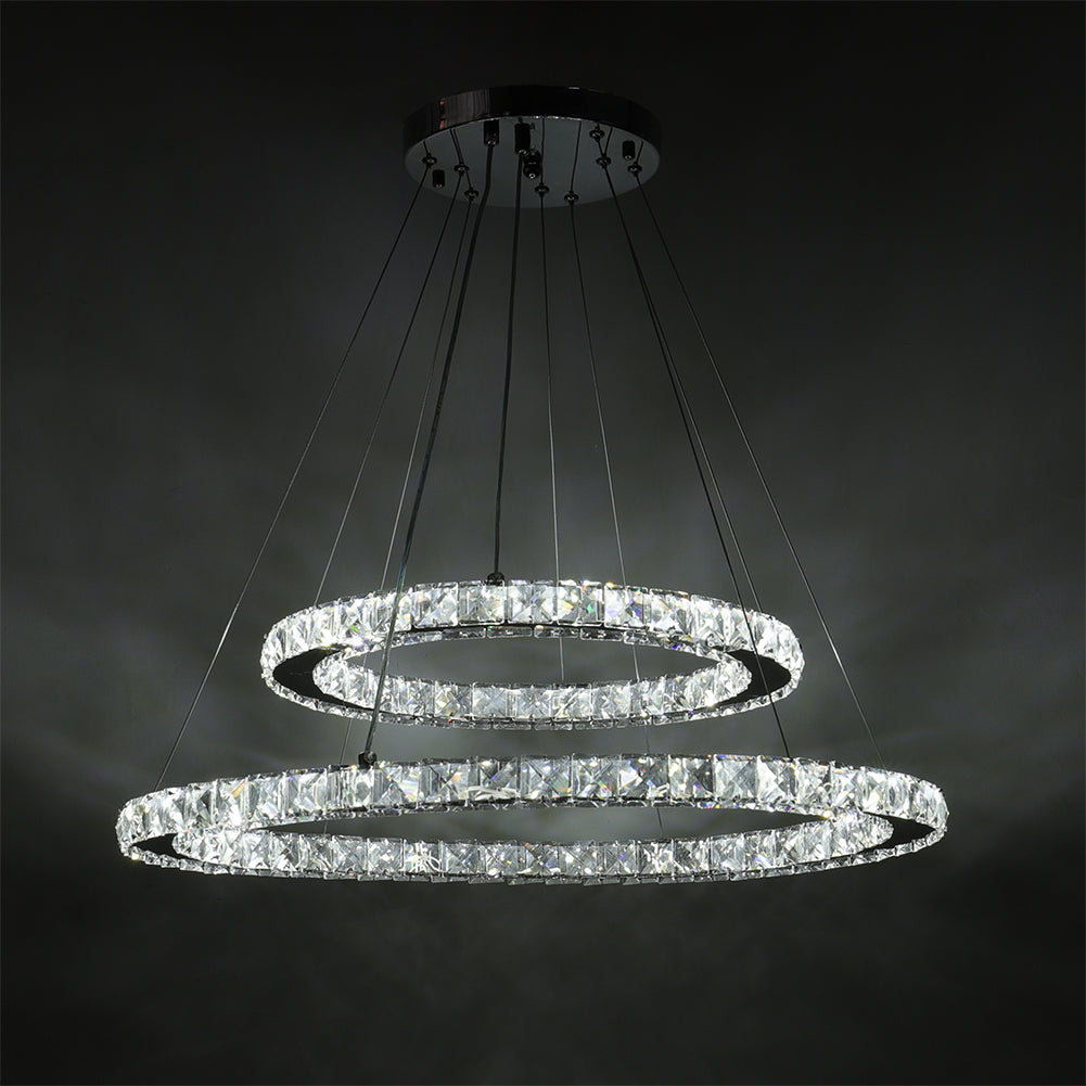 White LED Chandelier Lamp Wire Pendant Crystal Ceiling Lights