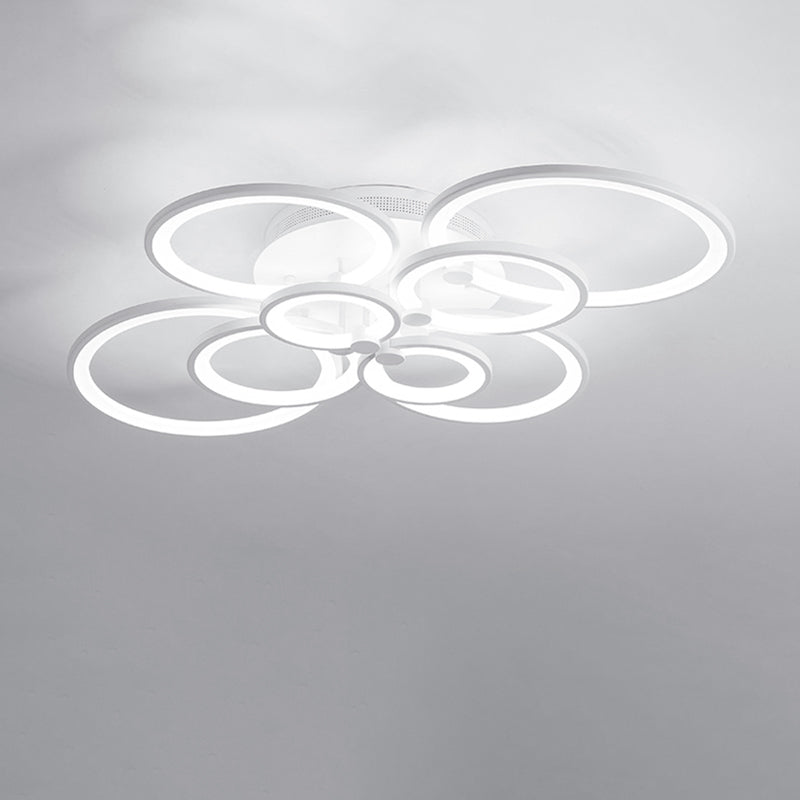 8-Light Modern Circular LED Semi Flush Ceiling Light for Nordic Decor