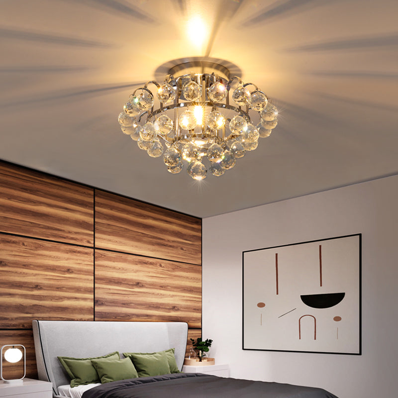 3 Tiered Semi-Flush Mount Crystal Ceiling Light