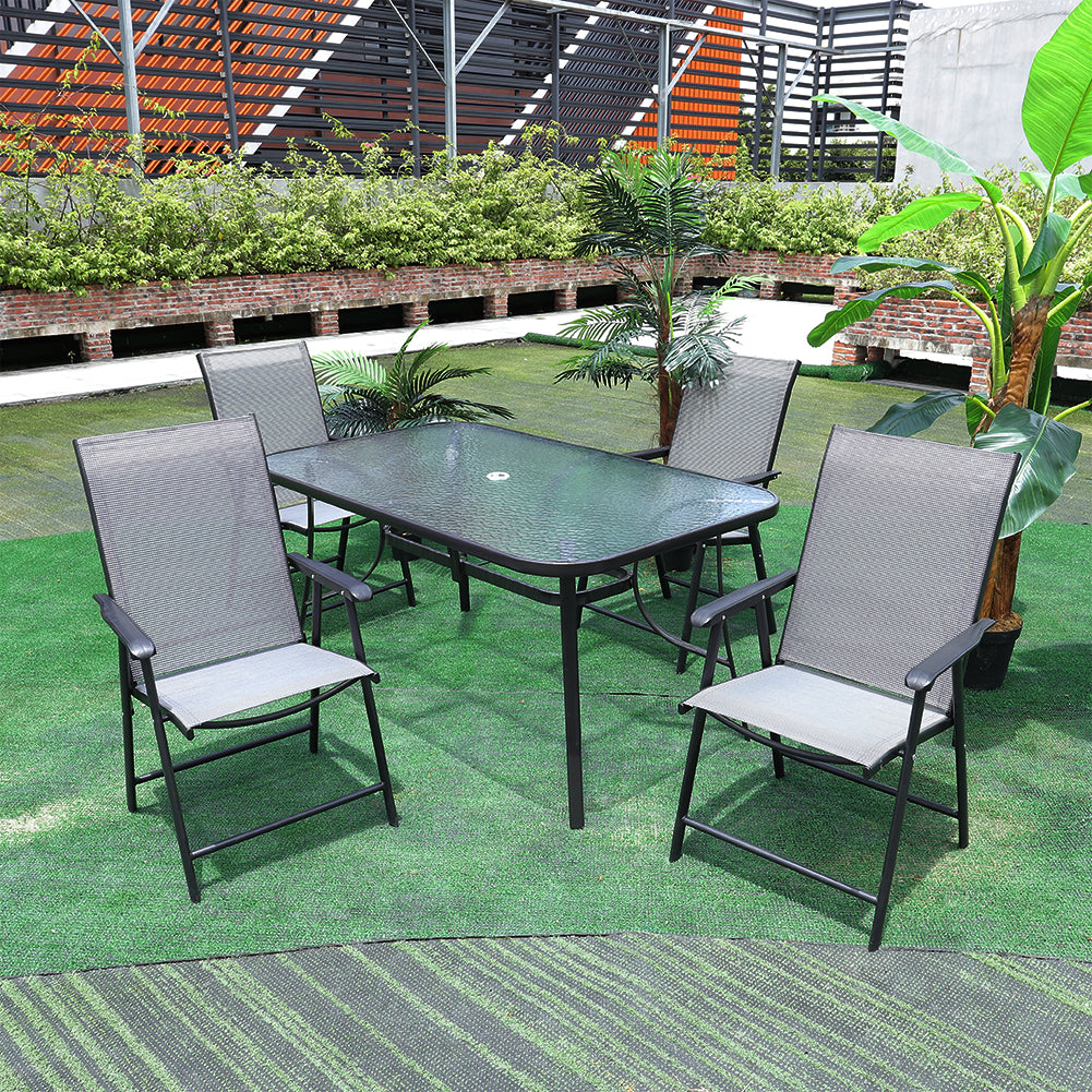 Outdoor Dining Table Set with 4Pcs Foldable Chairs, ZH0017LG0542