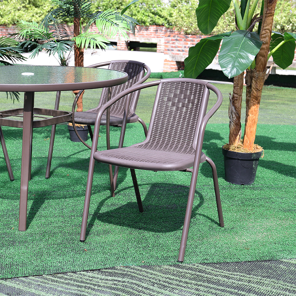 Livingandhome PE Rattan Stacking Garden Chairs Set of 6, LG0544