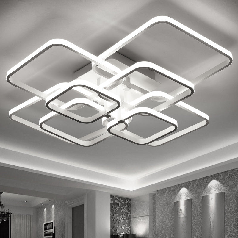 8-Light Contemporary LED Light-adjusted Semi Flush Ceiling Light