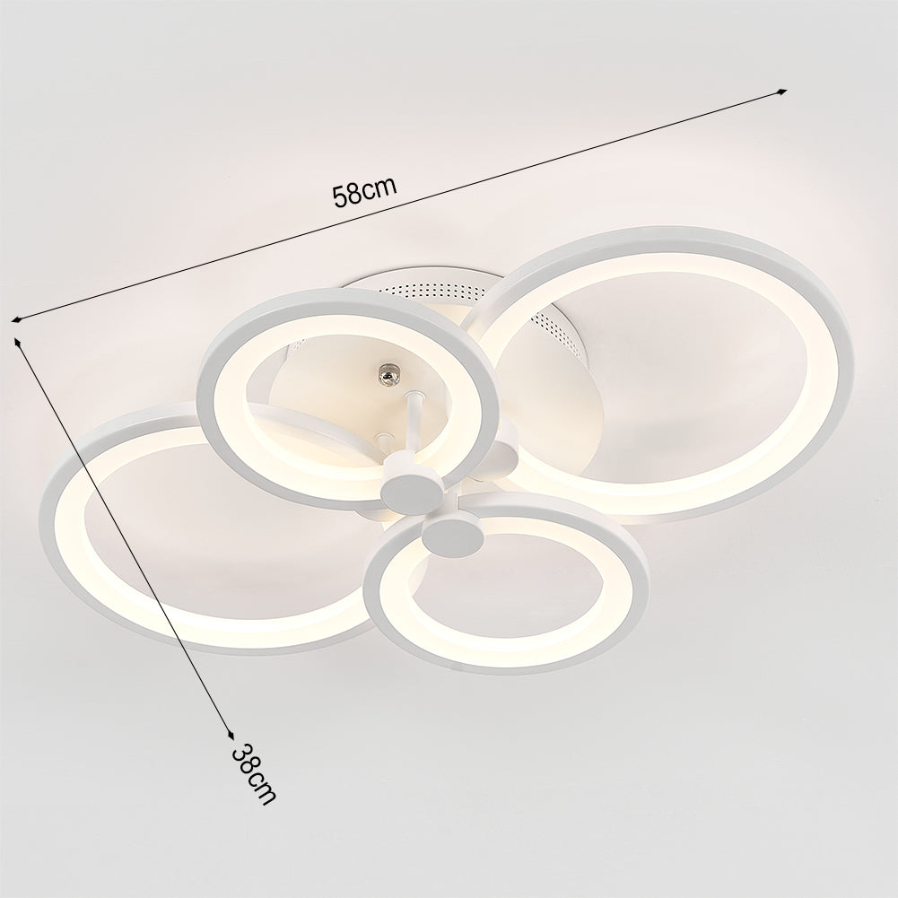 LED Circle Semi-Flush Ceiling Light, 4/6 Shades, Dimmable/Non-Dimmable