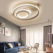 Load image into Gallery viewer, Modern LED Ceiling Light with 2 Black Acrylic Circular Rings-Cool white and Dimmable
