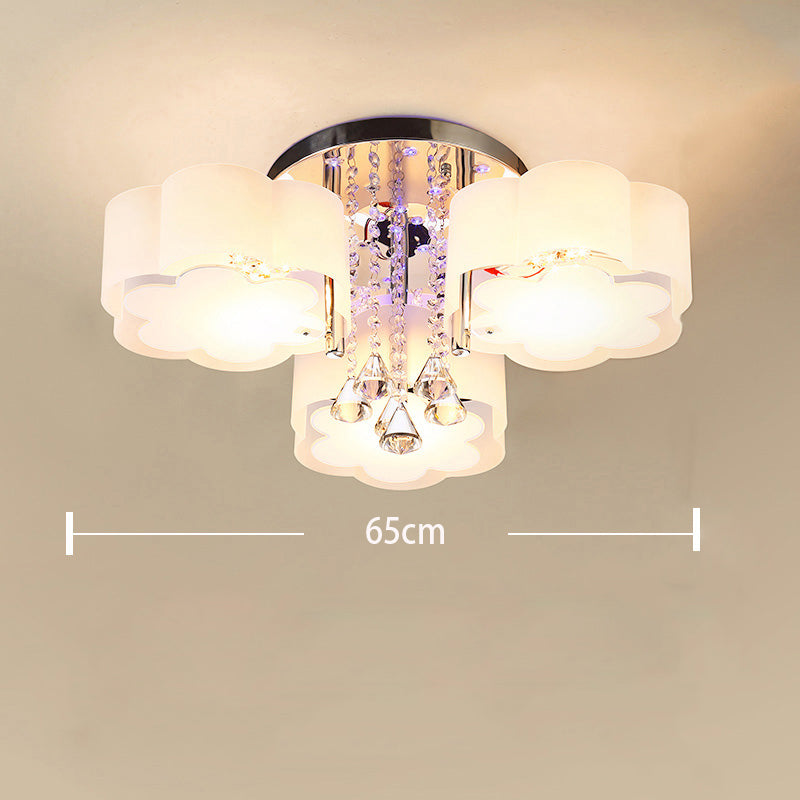 LED Ceiling Light with 3/5/7Acrylic Petal Lampshades, Semi-Flushed, Dimmable