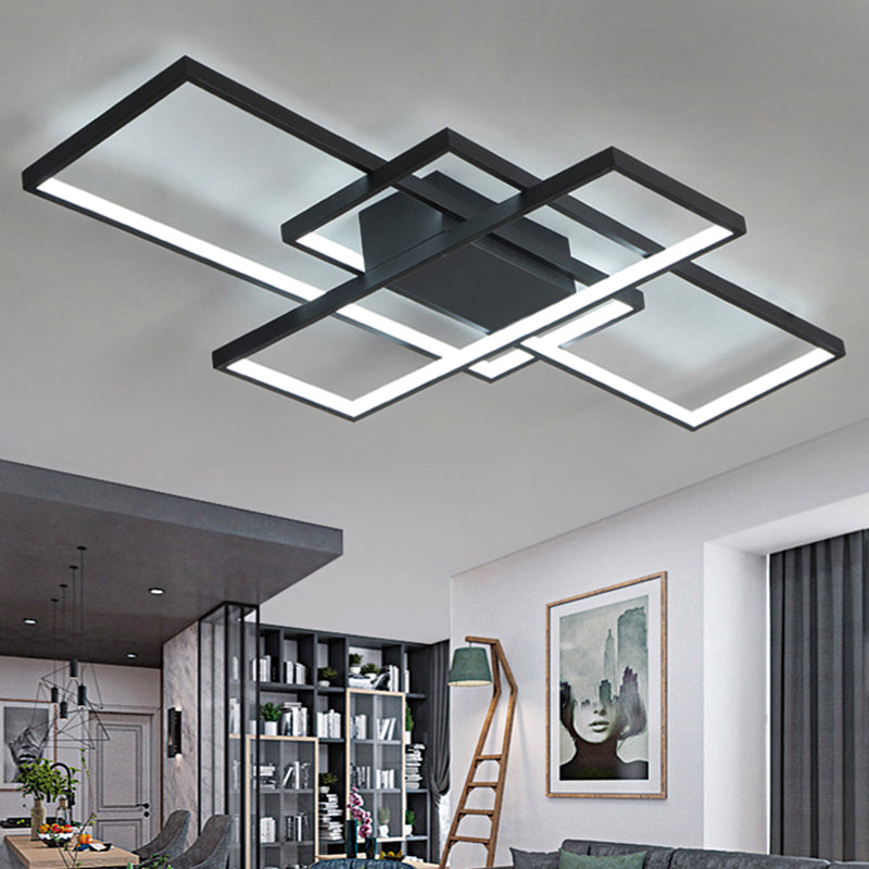 Livingandhome Neutral Style Rectangular LED Semi Flush Ceiling Light, LG0709