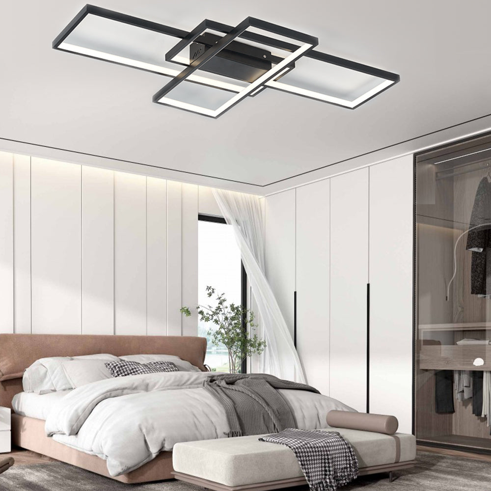 Livingandhome Neutral Style Rectangular LED Semi Flush Ceiling Light, LG0710