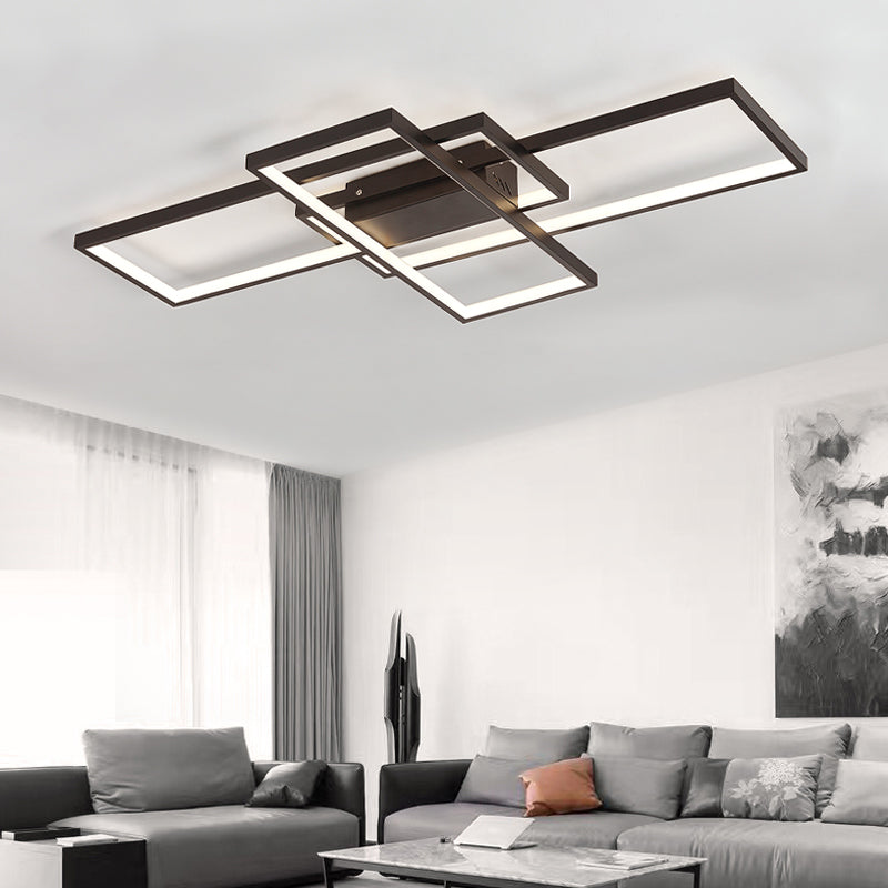 Livingandhome Neutral Style Rectangular LED Semi Flush Ceiling Light, LG0712