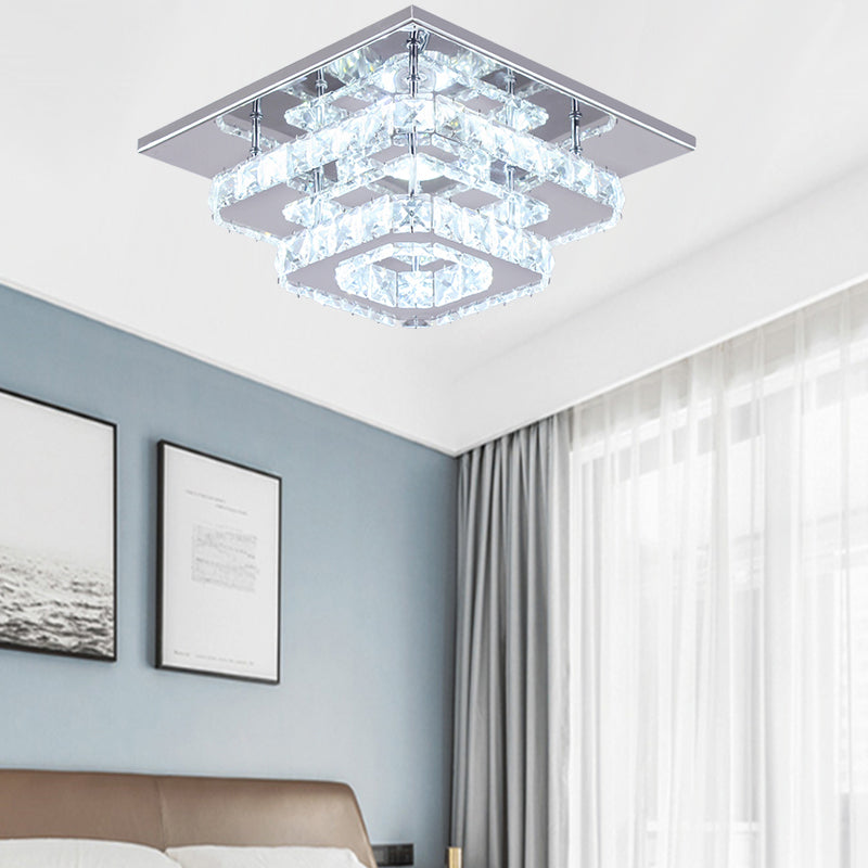 Livingandhome Modern Double-tiers Median-size Crystal LED Ceiling Light, LG0733