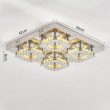 Load image into Gallery viewer, 4-Light Square Large-size Glamourous Crystal LED Ceiling Light

