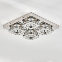 Load image into Gallery viewer, 4-Light Square Large-size Glamourous Crystal LED Ceiling Light
