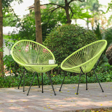 Load image into Gallery viewer, Garden 3 Pieces All Weather Acapulco Bistro Furniture Set Outdoor Table and Chairs 3pcs Rattan Patio Set String Egg Design Indoor and Outdoor
