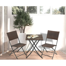 Load image into Gallery viewer, Set of 3 Rattan Garden Foldable Coffee Table and Chairs Set
