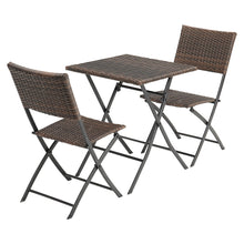 Load image into Gallery viewer, Set of 3 Rattan Garden Foldable Coffee Table and Chairs Set
