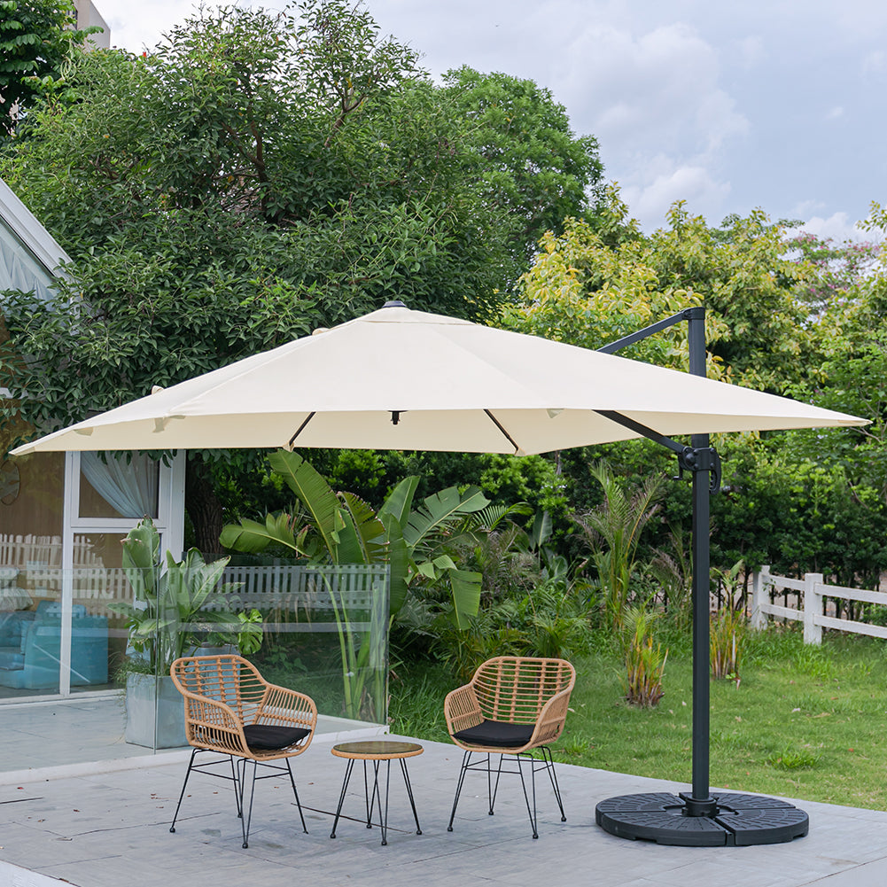 Large Square Canopy Rotating Outdoor Cantilever Parasol with Fillable Base, LG0800LG0884