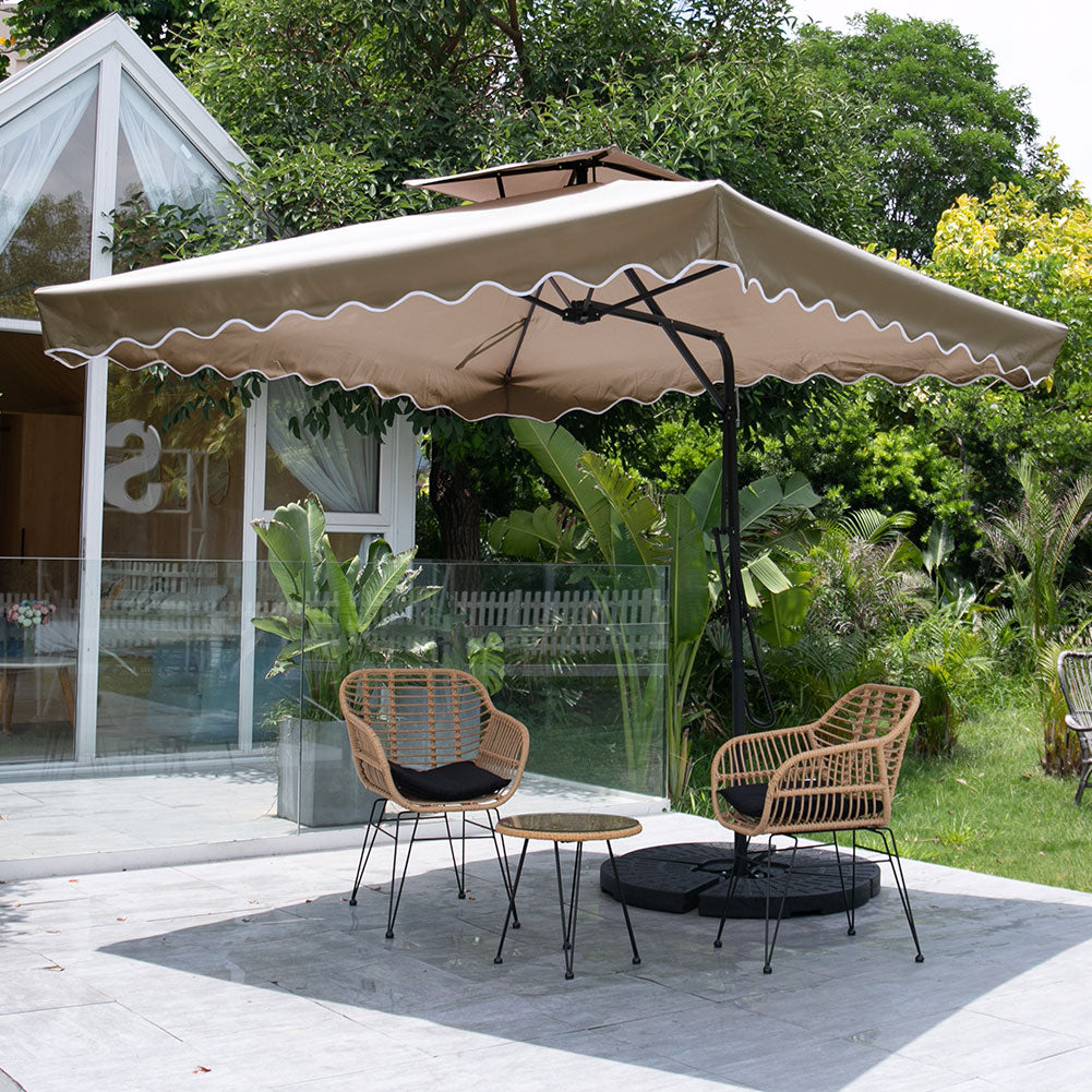 Double Top Garden Cantilever Parasol with 4-Piece Base, LG0812LG0884