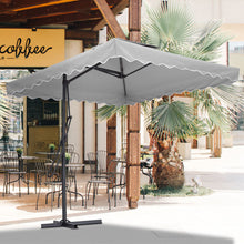 Load image into Gallery viewer, Livingandhome Corrugated Edge Square Canopy Outdoor Cantilever Parasol with Cross Base, LG0813
