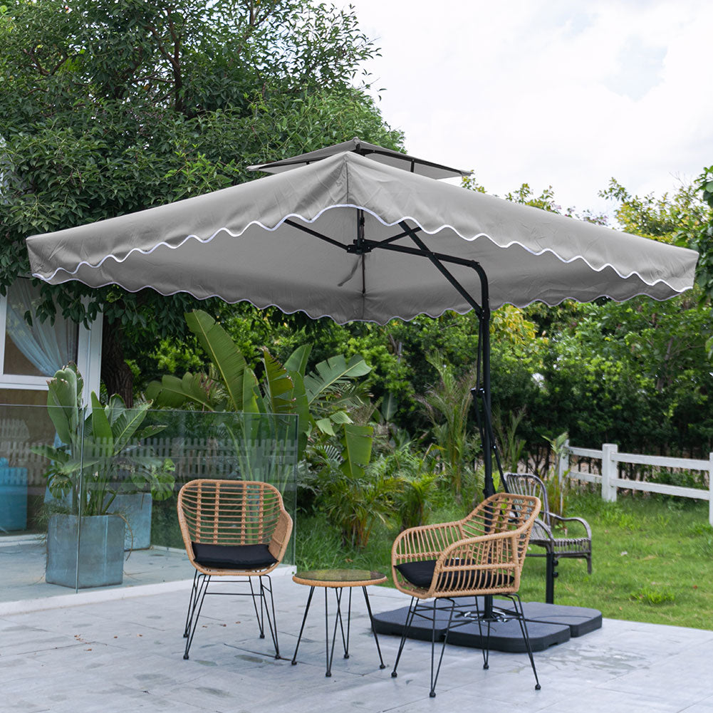 Double Top Garden Cantilever Parasol with Square Base, LG0813LG0533