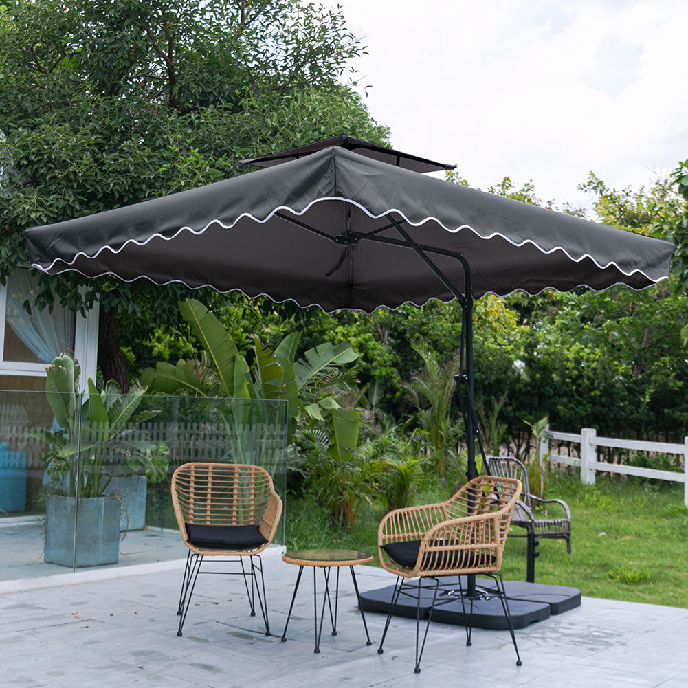 Double Top Garden Cantilever Parasol with Square Base, LG0814LG0533