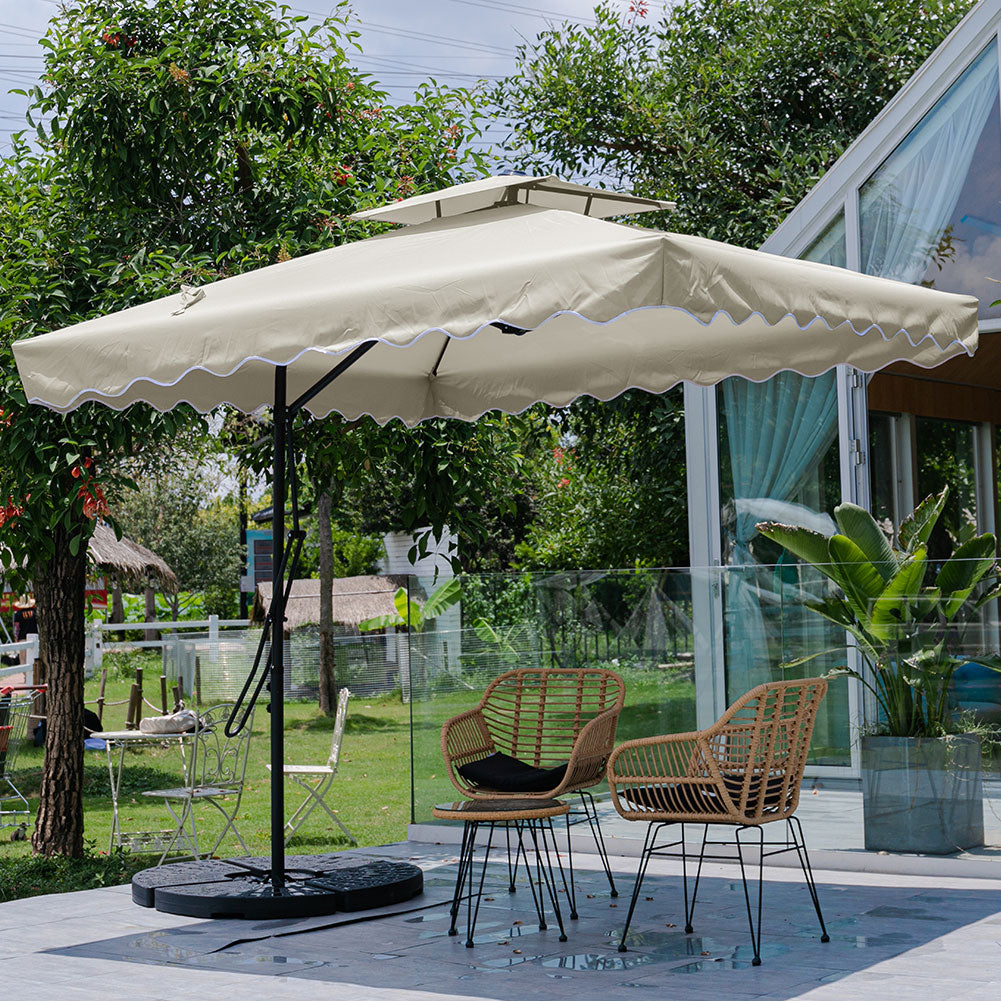Double Top Garden Cantilever Parasol with Square Base, LG0815LG0533