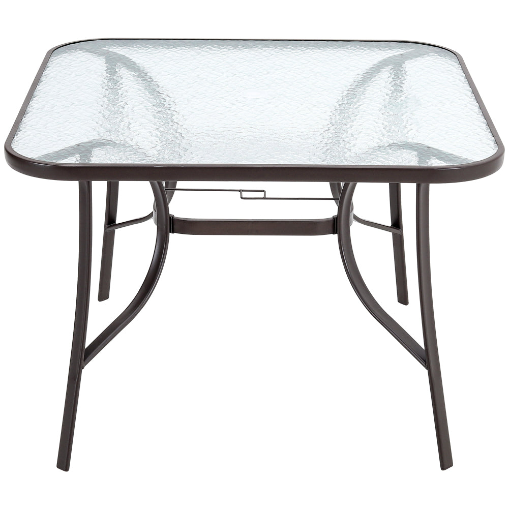 Patio Table Garden Backyard Coffee Table Rectangle Dining Table Outdoor Furniture with the Umbrella Stand Hole
