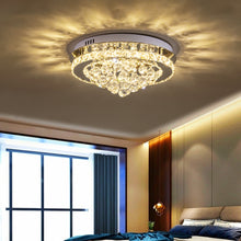 Load image into Gallery viewer, Livingandhome Crystal Round Crystal-droplets LED Semi Flush Mount Ceiling Light, LG0840
