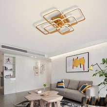 Load image into Gallery viewer, Modern Square LED Ceiling Lamp Chandelier Light, Gold Frame-4,6,8 Head Cool White and Dimmable
