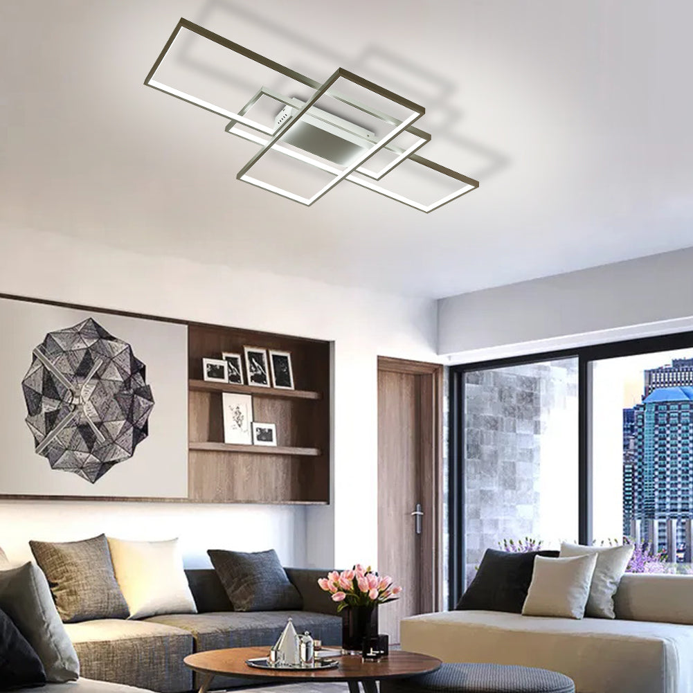 Livingandhome Neutral Style Rectangular LED Semi Flush Ceiling Light, LG0864