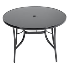 Load image into Gallery viewer, Livingandhome Metallic and Tempered Glass Garden Table with Parasol Hole Outdoor, LG0887
