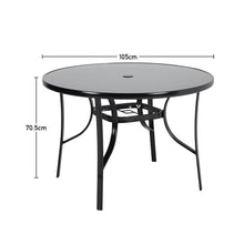 Load image into Gallery viewer, Livingandhome Metallic and Tempered Glass Garden Table with Parasol Hole Outdoor, LG0887
