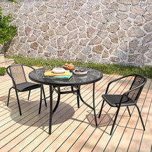 Load image into Gallery viewer, Livingandhome Metallic and Tempered Glass Garden Table with Parasol Hole Outdoor, LG0887
