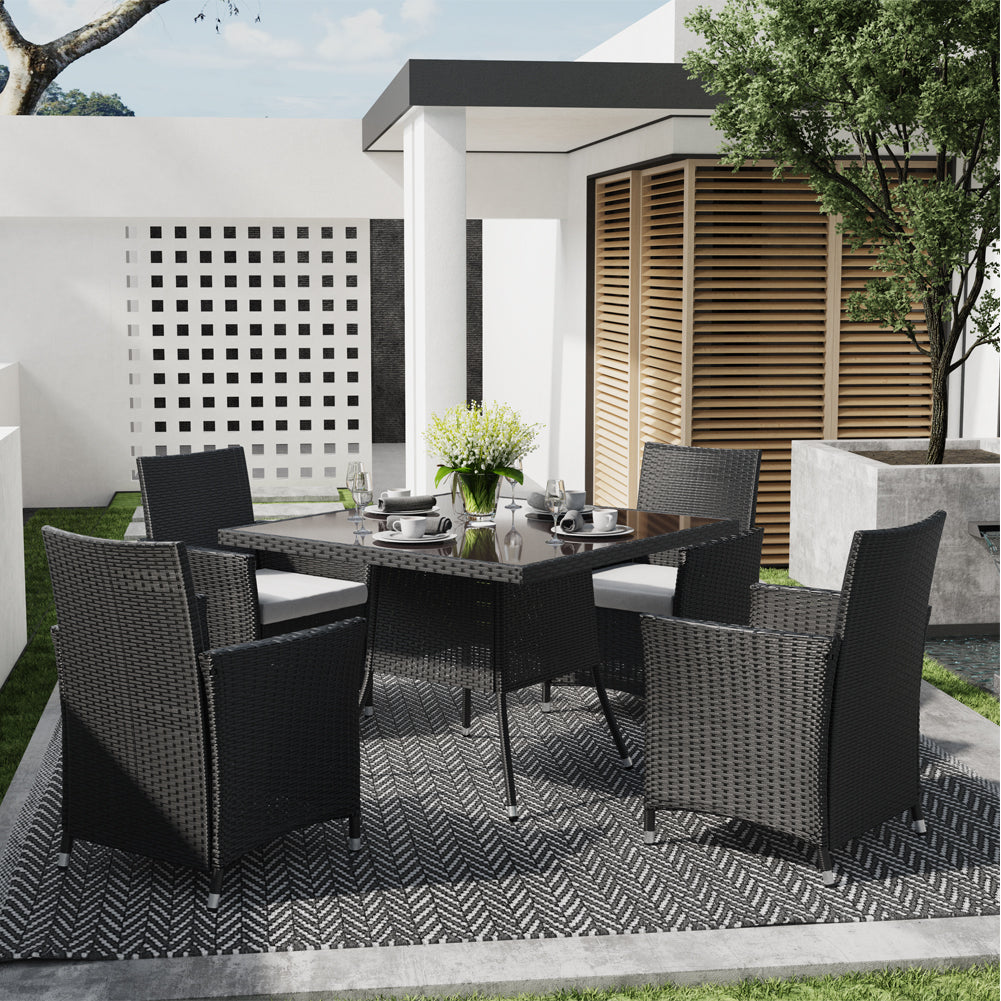 Outdoor Garden Dining Sets with Rattan Table and 4Pcs Rattan Chairs, LG0895LG0904