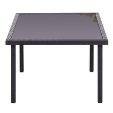 Load image into Gallery viewer, 105CM Patio Garden Square Rattan Frame Glass Top Table
